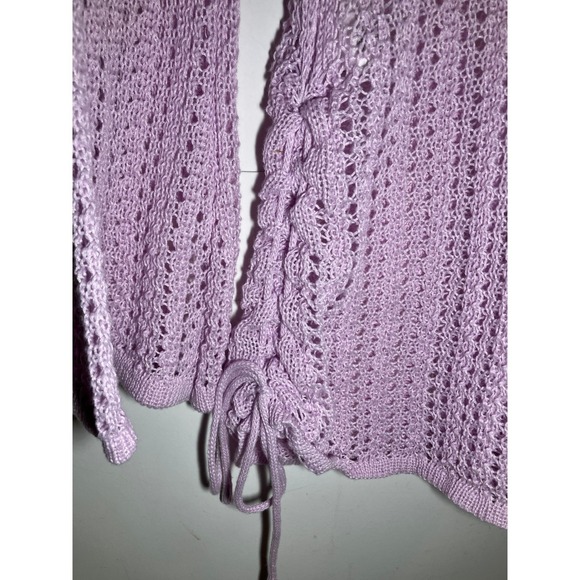 SHEIN Womens M Lavender Crochet Bell Flare Sleeve Sweater Top Fairy Festival - Picture 4 of 8